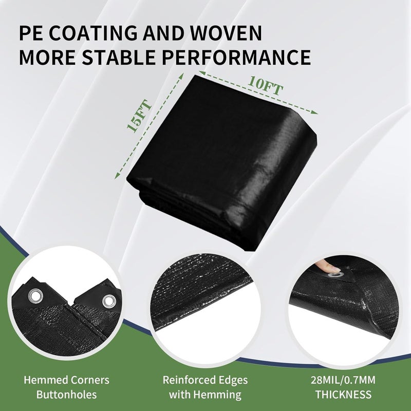 ANHAN 10x15ft Pond Liners,28MIL HDPE Fish Pond Liner,Reinforced Koi Pond Liners for Outdoor Ponds, Water Gardens, Waterfall,Fountain - Image 3